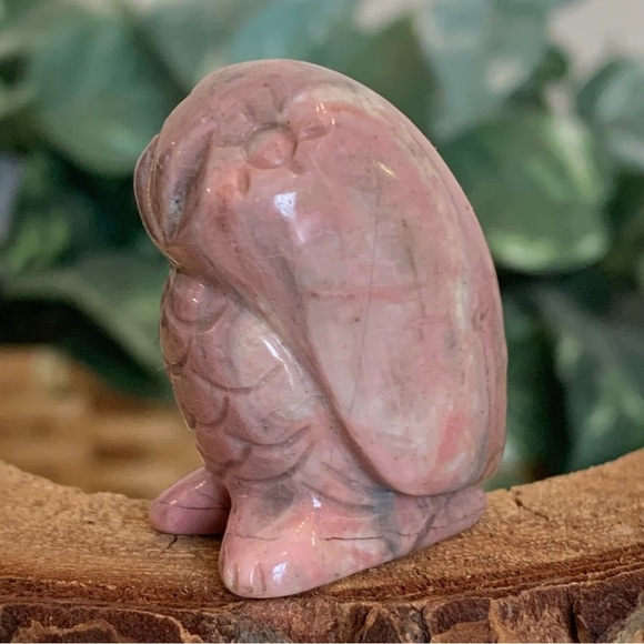 Rhodonite Carved Owl Figurine Gemstone Bird Carving Chubby Stone Animal Pet 1.5" - Picture 6 of 10